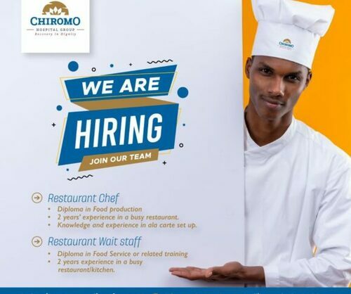 Chiromo Hospital Group Hiring Restaurant Chef And Wait Staff