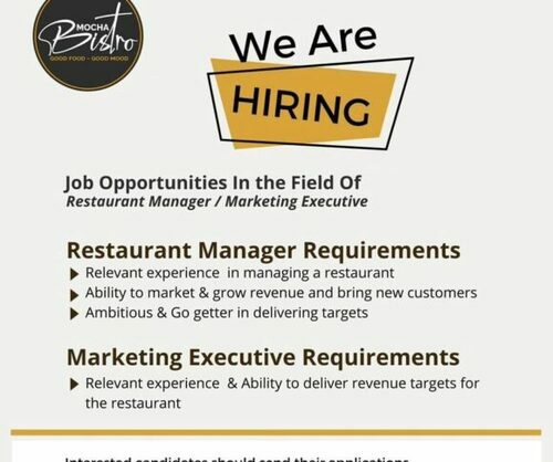 Mocha Bistro Hiring Restaurant Manager And Marketing
