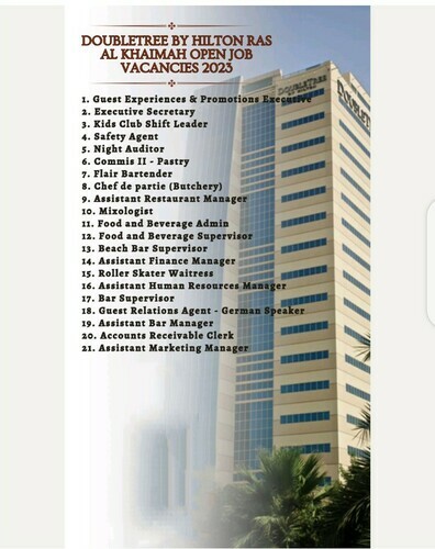 Doubletree By Hilton Ras Al Khaimah Open Job Vacancies 2023
