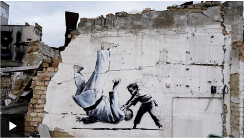 Ukraine's Banksy Stamps Feature Art Of Putin In Judo Match
