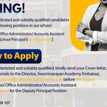 School Admin And Deputy Principal Needed