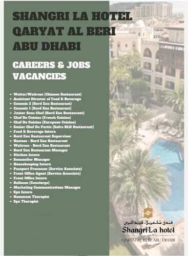 Shangri La Hotel Qaryat Al Beri Abu Dhabi: Careers & Jobs Vacancies 2023
