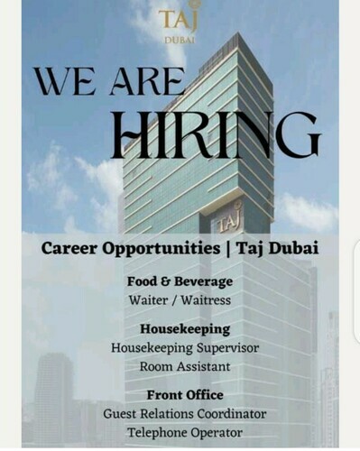 Taj Dubai: New Career And Job Opportunities 2023 | 5-Star Hotel in Dubai near Burj Khalifa