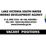 Lake Victoria South Water Works Development Agency Hiring in 9 Positions