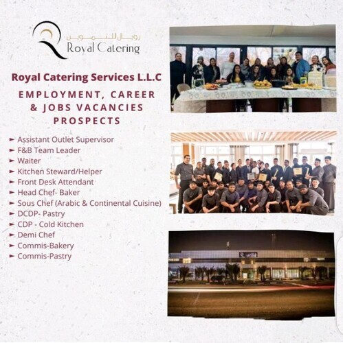 Royal Catering Services L.L.C: Employment, Career & Jobs Vacancies Prospects 2023 | Catering and Hospitality Service Provider Co
