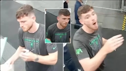 Liverpool Star Andy Robertson Tells Fan To 'Stop F***ing Pushing' As He Signs Shirt