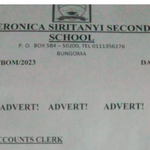 St. Veronica Siritanyi Secondary Hiring Accounts Clerk