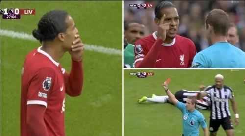 Virgil van Dijk Shown Straight Red Card For Liverpool Against Newcastle