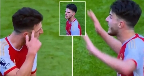 Footage Of Declan Rice Instructing Arsenal Players Moments After Scoring Winner Vs Man Utd Emerges, He's A Captain In Waiting