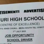 Njuri High School Hiring School Driver