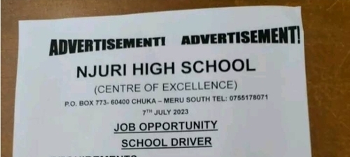 Njuri High School Hiring School Driver