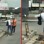 Kind-hearted granny buys food for 2 female street cleaners, emotional video emerges