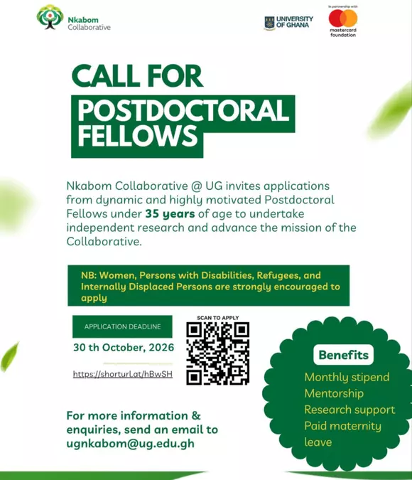 Nkabom Collaborative at University of Ghana Postdoctoral Fellowship 2026: Call for Postdoctoral Fellows