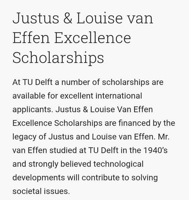 Justus & Louise van Effen Excellence Scholarships at TU Delft: How I Would Prepare and Apply Successfully