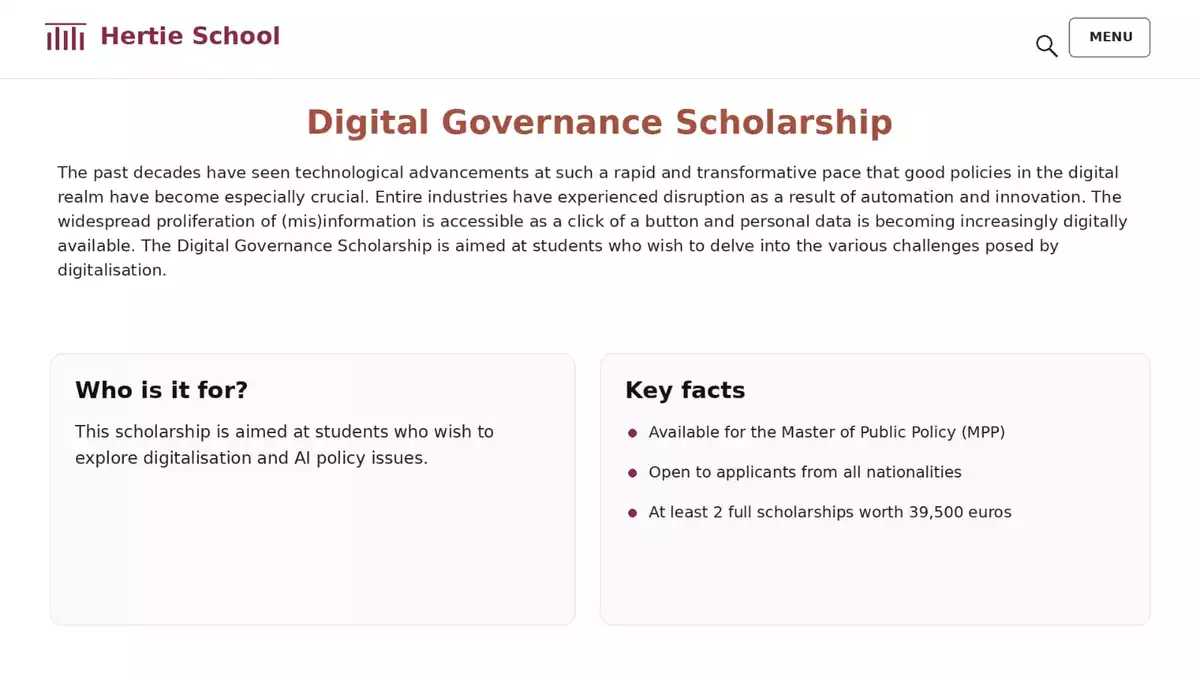 Hertie School Digital Governance Scholarship 2027: Fully Funded Master’s Scholarship Worth €39,500 for International Students