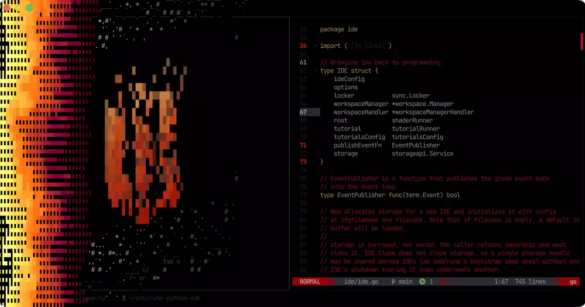 Rune 1.3: adds TypeScript, a Helix editor, Kitty graphics and OSC-7501