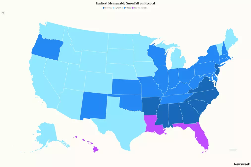 
				Map Shows Earliest Snow Dates in US as 11 Inches to Hit Alaska
			
