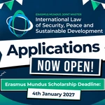 Erasmus Mundus Joint Master in International Law of Security, Peace and Sustainable Development 2027–2029: Scholarships to Study Across Europe