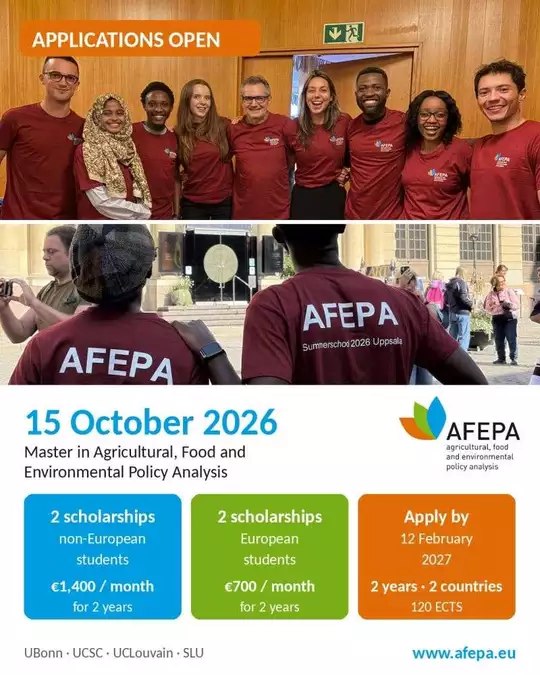 AFEPA European Master’s Programme 2027: Study Agricultural, Food and Environmental Policy at Four Leading European Universities