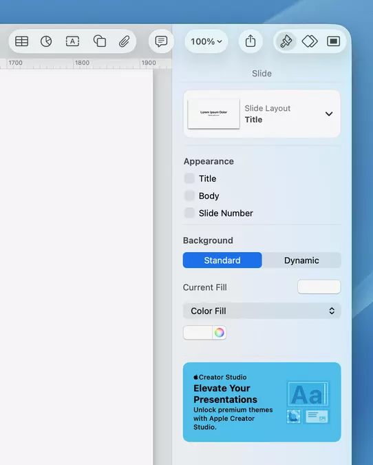 Apple Keynote now showing ads in its UI