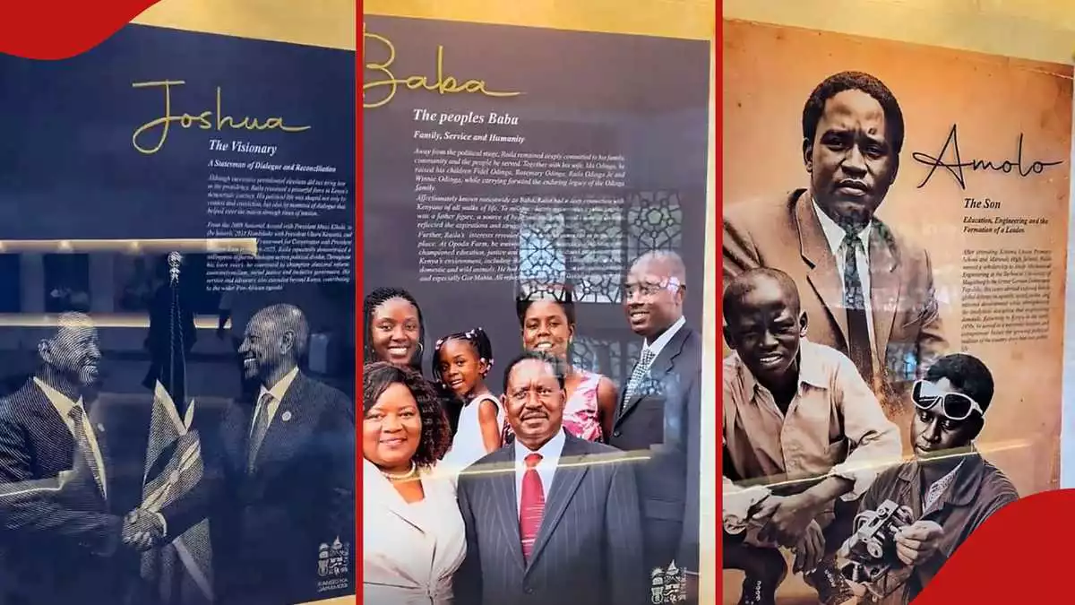 Kang'o Ka Jaramogi: Inside look at mausoleum photos highlighting Raila's roles given by Kenyans