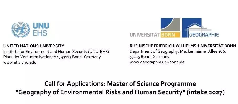Joint MSc in Geography of Environmental Risks and Human Security at UNU-EHS and the University of Bonn, Germany – 2027 Master’s Programme with DAAD EPOS Scholarship Opportunities