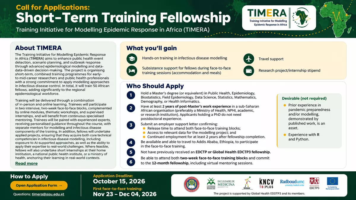 TIMERA Fellowship 2026–2029: Apply for Infectious Disease Modelling Training for African Public Health Professionals