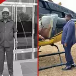 Oketch Salah shares dapper pics as he boards helicopter ahead of Raila Odinga’s mausoleum unveiling