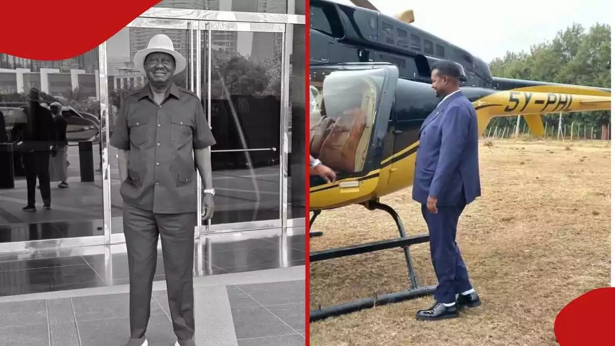 Oketch Salah shares dapper pics as he boards helicopter ahead of Raila Odinga’s mausoleum unveiling