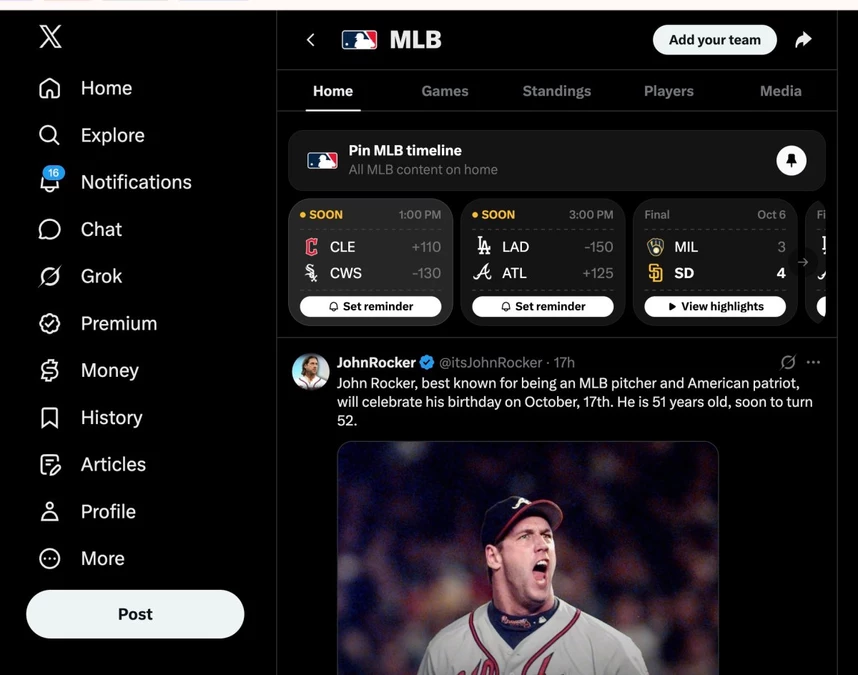 X expands its ‘Gametime’ sports hub beyond the NFL, starting with MLB
