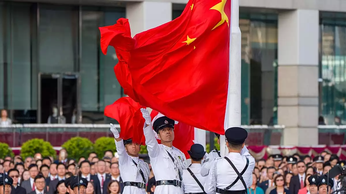 Giant Chinese flag unfurled on glass bridge in Jiangxi ahead of national day