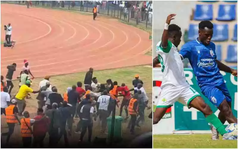 VIDEO: Ugly scenes as fans attack referee after controversial penalty in Sharks-Mombasa playoff