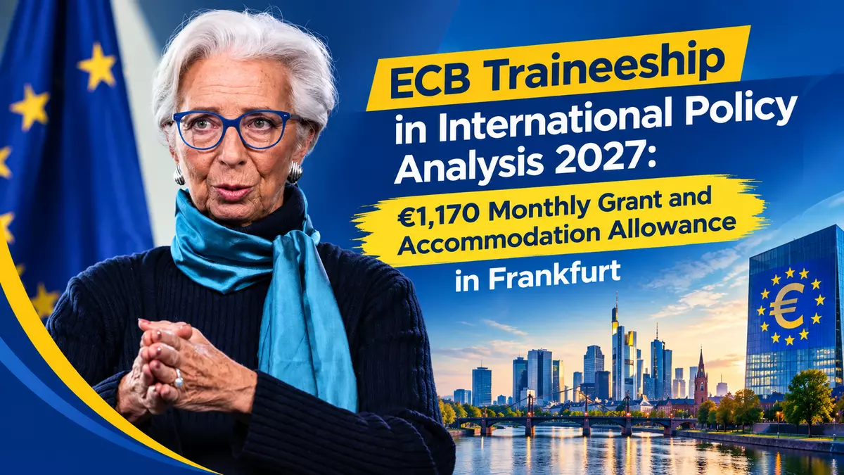 ECB Traineeship in International Policy Analysis 2027: €1,170 Monthly Grant and Accommodation Allowance in Frankfurt