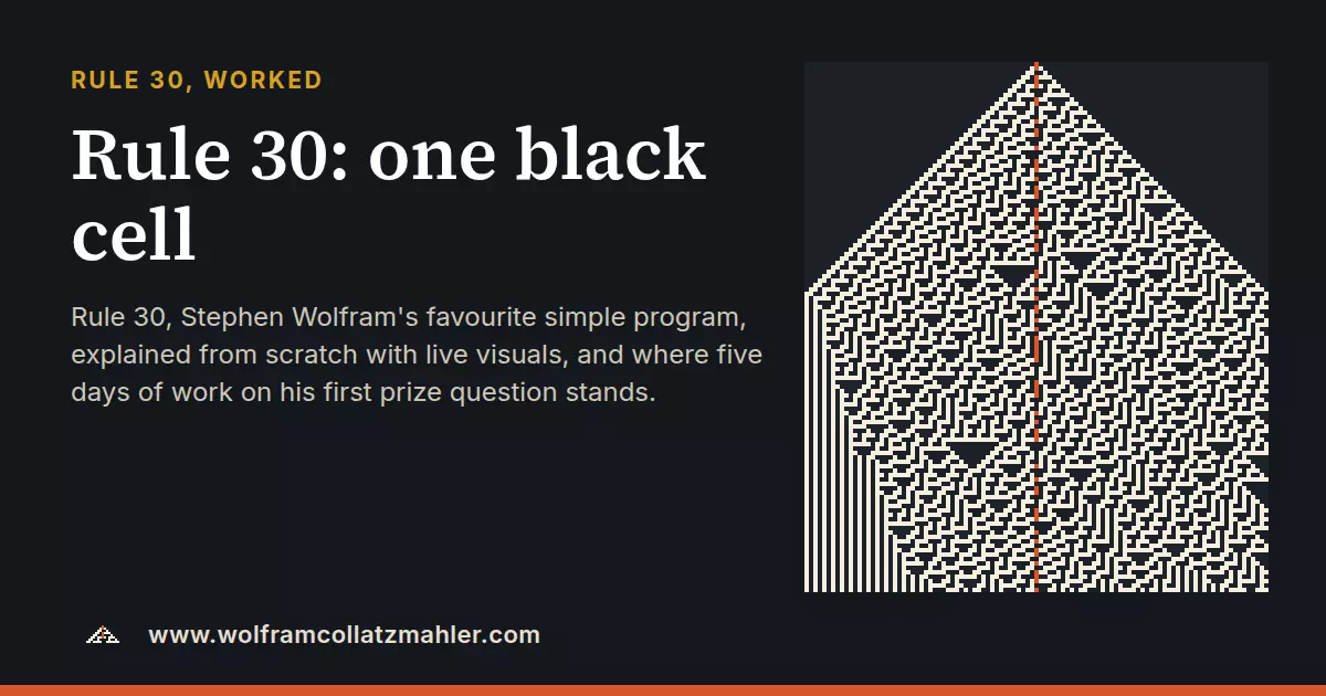 Rule 30: one black cell