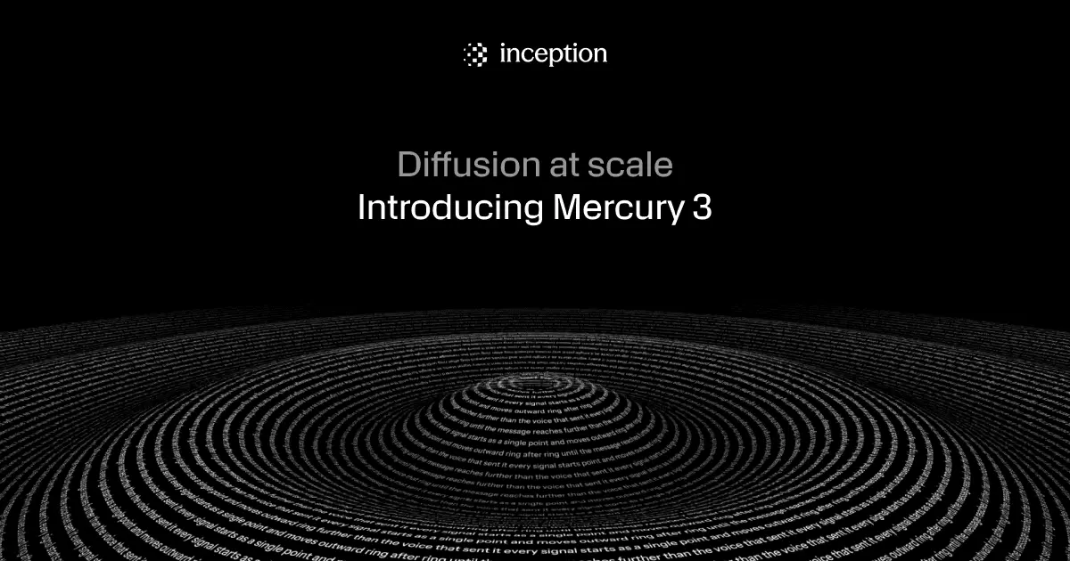 Inception "Mercury 3", 1000 tok/s diffusion LLM