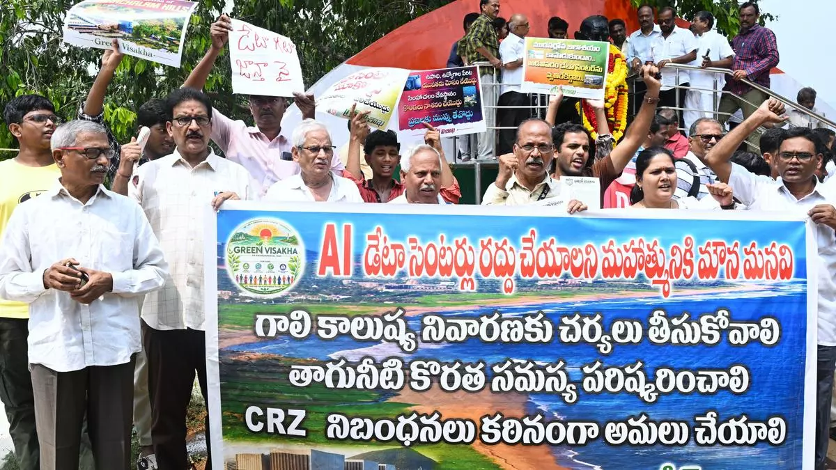 Green Visakha protest against AI data centres