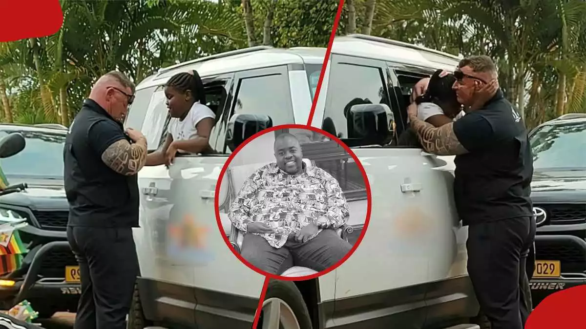 Wicknell Chivayo: Heartwarming moment as bodyguard comforts tycoon’s daughter at his burial