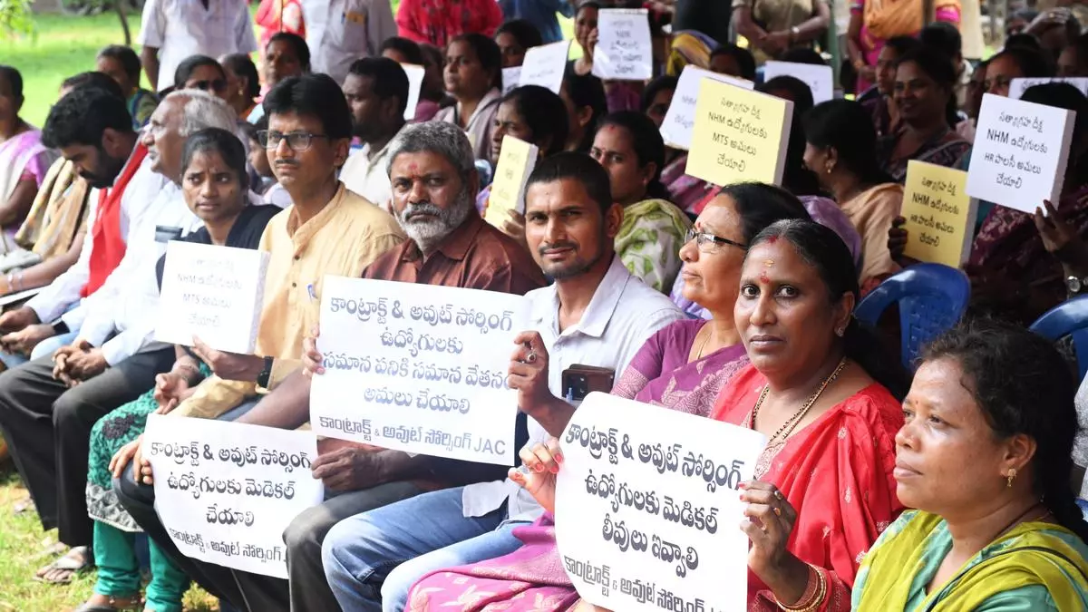 Contract, outsourcing employees demand regularisation