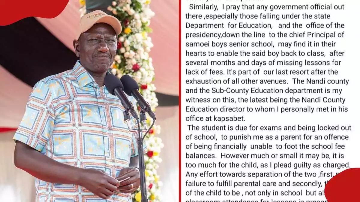 Nandi teacher pens emotional letter to ruto after Form 4 son is sent home