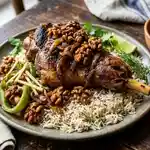 Roasted mutton with rice and walnuts