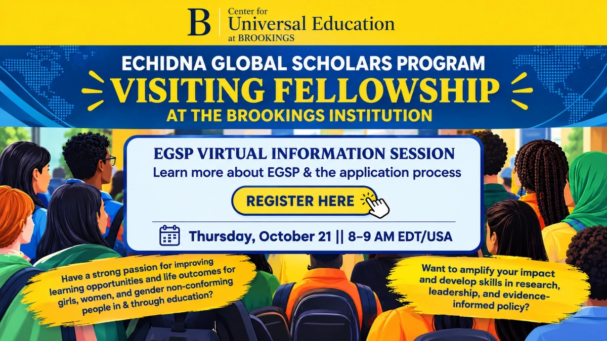 Echidna Global Scholars Program 2027–2028 at Brookings Institution: $26,500 Fellowship for Education, Gender Equality and Policy Research