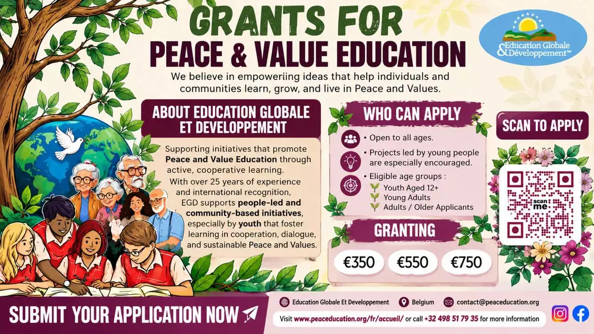 EGD Grant Program for Peace & Value Education: Funding for Community-Led Peace, Values and Social Impact Projects