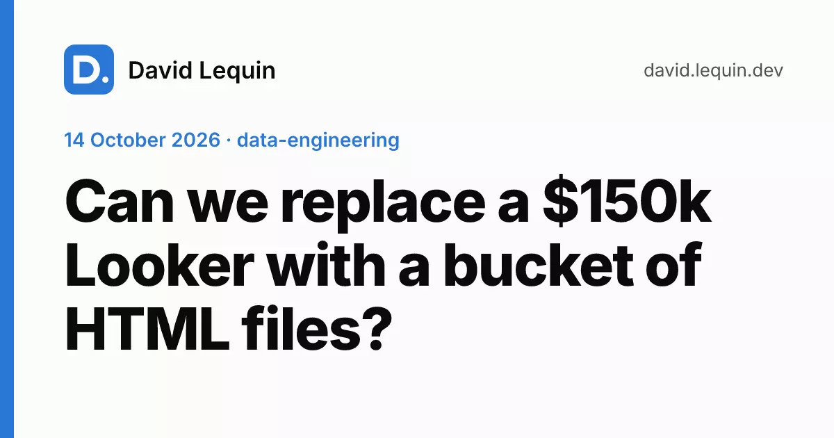 Can we replace a $150k Looker with a bucket of HTML files?