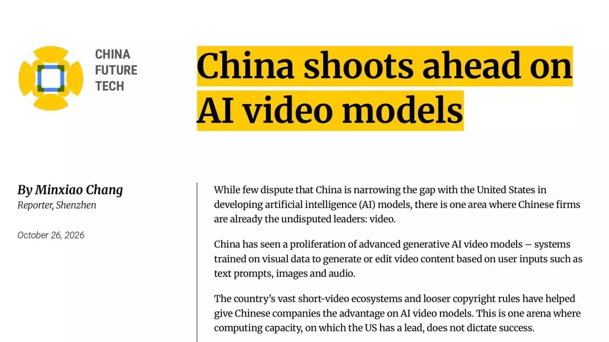 China shoots ahead on AI video models
