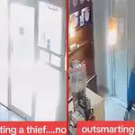 Woman outsmarts thief in viral CCTV footage, leaves him scared