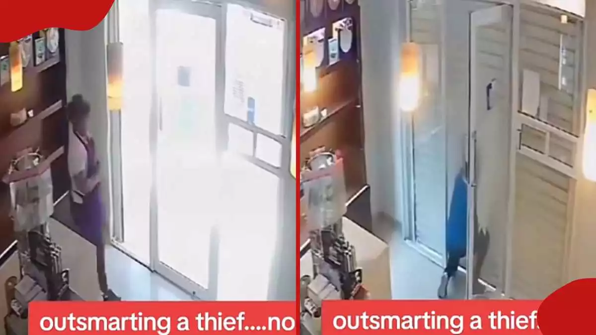 Woman outsmarts thief in viral CCTV footage, leaves him scared