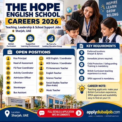 The Hope English School Careers 2026 – School Jobs in Sharjah