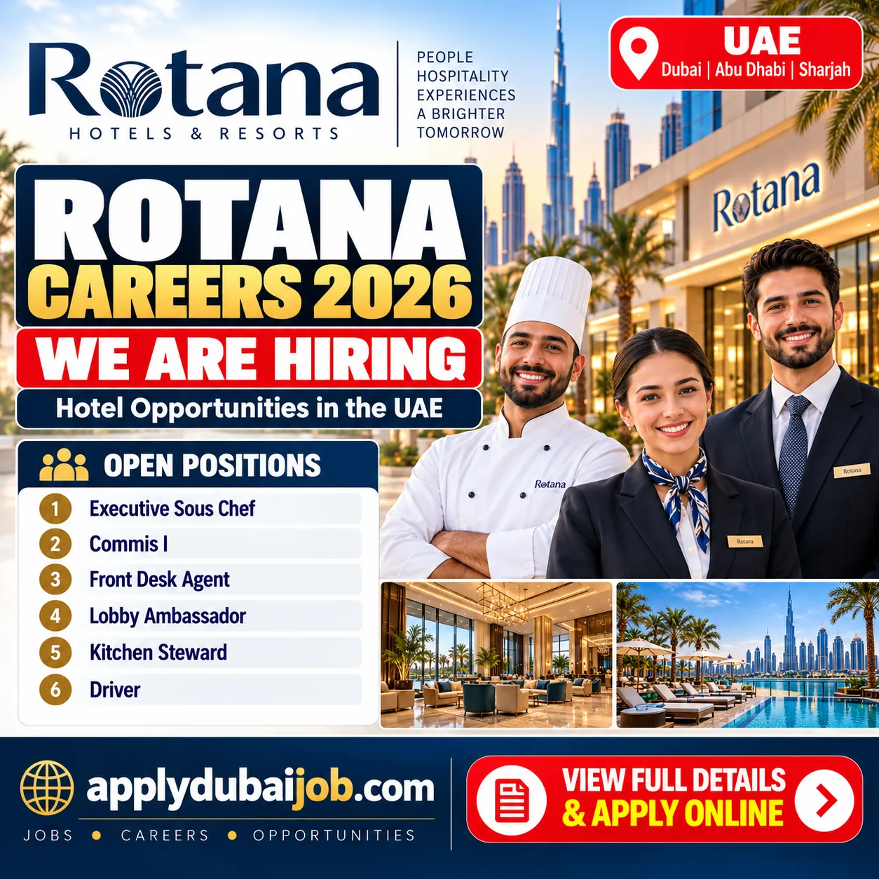Rotana Hotels & Resorts is hiring - has announced multiple vacancies across various departments in the UAE!