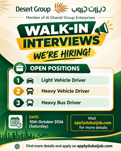 Desert Group Conducting Walk in Interview in Dubai, UAE!