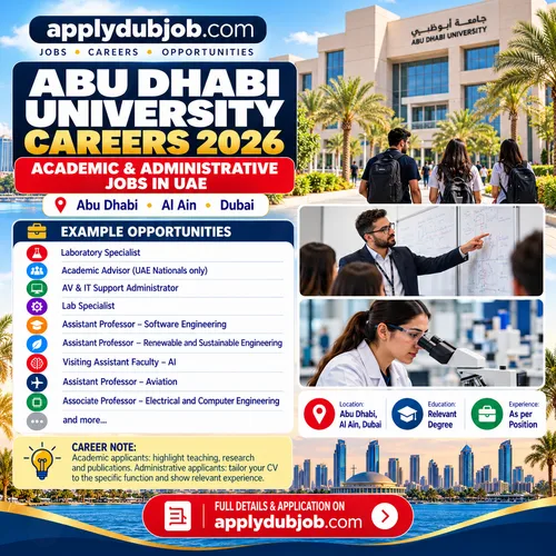 Explore Abu Dhabi University opportunities in teaching, research, laboratories, IT and administration.